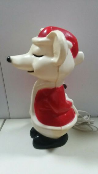 Vintage Adorable Light Up Union Products Blow Mold Santa Christmas Mouse 15 