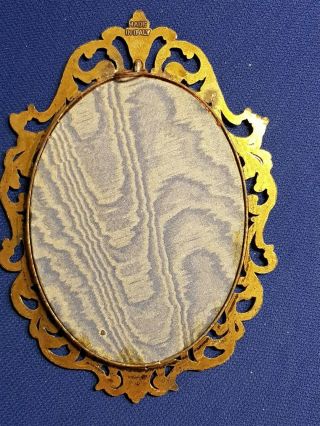 Vintage Ornate Brass Frame With Silk Picture Flower Made In Italy 3