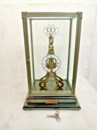 Antique Style Brass Scissors Clock With Brass/glass Dome - Clock