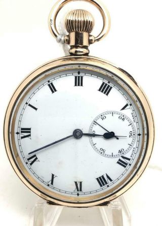 A Lovely Vintage Gold Plated Open Faced Ruler 15 Jewel Pocket Watch