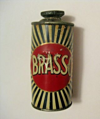Old Vintage Brasso Metal Polish Advertising Cone Top Can