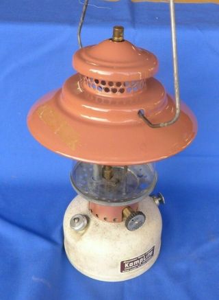 Vintage Agm Kamplite Lrl - 42 Big Hat Duel Fuel Lantern 1960 Salmon Marble Pinky