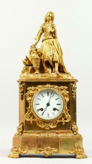C19th French Raingo Freres Gilt Bronze Ormolu Mantle Clock