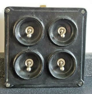 Crabtree Vintage Industrial Light Switch Four 4 Gang Salvaged Reclaimed Retro