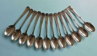 12 Quality Vintage Solid Italian Palermo 800 Silver Teaspoons Coffee Spoons