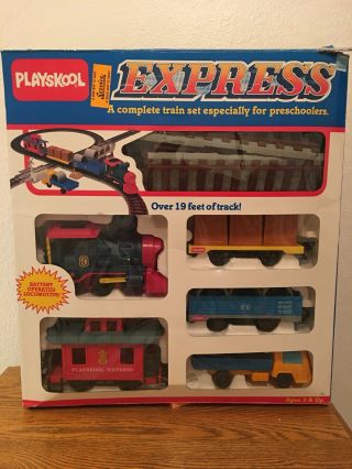 Vintage 1988 Playskool Express Battery Operated Toy Train Set - Complete/works