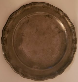 Antique Pewter Plate - 8 3/4 Inch Diameter - 18th / 19th Century - Maker Unknown