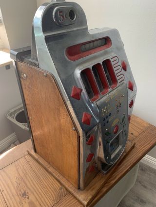 1940’s Antique Slot Machine 5 Cent Buckley / Mills Diamond & Cherries Front 5c 2