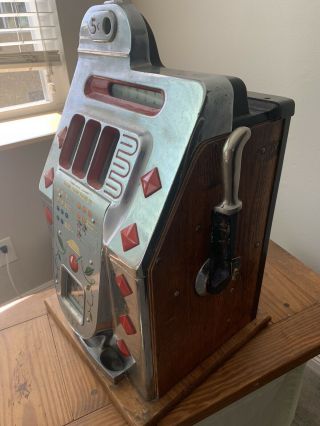 1940’s Antique Slot Machine 5 Cent Buckley / Mills Diamond & Cherries Front 5c 3