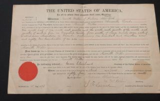 1885 Grover Cleveland Signed Land Deed Gainsville Florida
