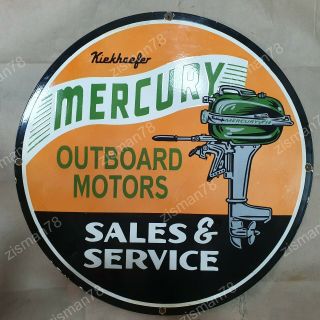 Mercury Outboard Motors Vintage Porcelain Sign 30 Inches Round