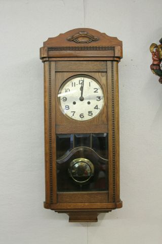 Antique Wall Clock Chime Clock Regulator 1920th Century With 4 Hammer