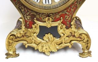Huge Untouched Antique French 8Day Red Shell Ormolu Striking Boulle Mantel Clock 3