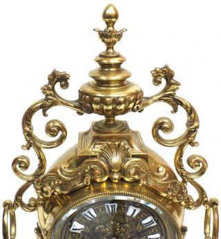 Antique 19thC French 8 Day Bronze Ormolu Oriental Carp Fish Portico Mantel Clock 2