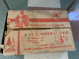 Vintage Evergleam 4 ft.  40 Branch Aluminum Christmas Tree & Stand 2