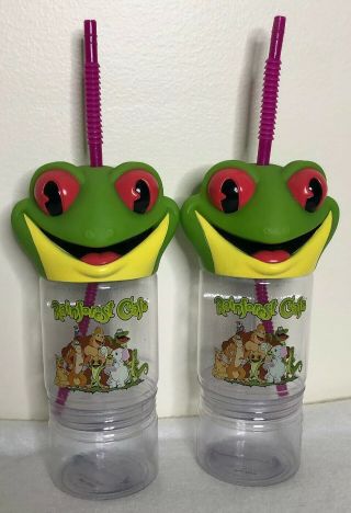Rainforest Cafe Souvenir Cup Screw On Frog 8 " Tall Figurine Bottle Quantity 2.