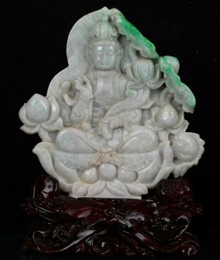 Cert ' d Untreated 2Color Nature jadeite Jade Sculpture statue bodhisattva r016523 2