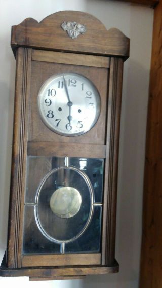 Vintage Oak Cased Junghans Wall Clock Circa 1940