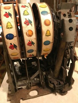 Five Cent Early Mills Slot Machine Mechanism Guts Parts Vintage Rare Cherry