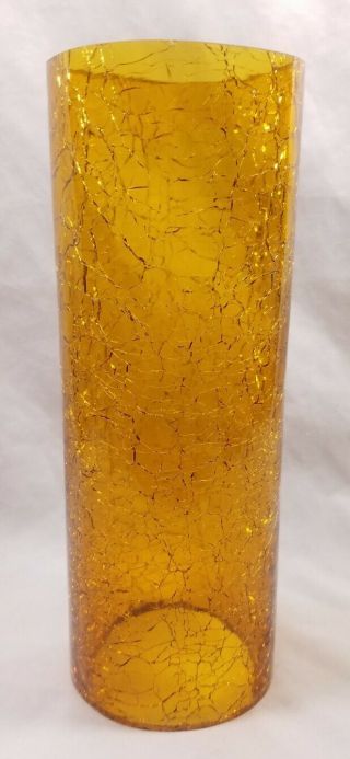 2 Frankart Nuart Blown Amber Crackle Glass Cylinder Shade Mid - Century Modern 2