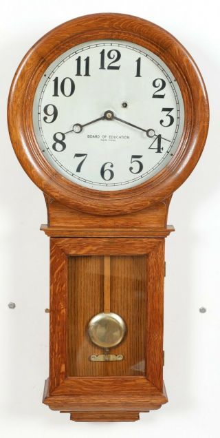 Chelsea No.  1 Oak Weight Driven Regulator Clock In Nyc School System