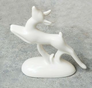 Vintage Roselane Pasadena California Art Pottery White Deer Figurines 2