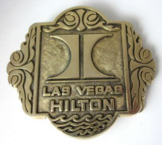 Rare Vintage Souvenir Belt Buckle The Las Vegas Hilton Hotel Casino