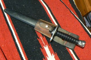 Swiss Model 1957 Bayonet With Scabbard And Frog Vintage Military Collectible