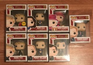 Funko Pop Royal Family Set Of 7 Vinyl Figures With Diana Chase,  Protectors