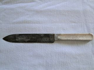 Rock Island Arsenal 1906 U.  S.  Mess Knife W/ Leather Scabbard