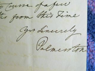 Prime Minister LORD PALMERSTON - good autograph letter signed 3
