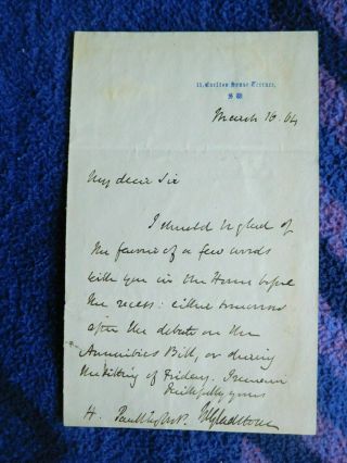 Prime Minister William Gladstone - Good Autograph Letter Signed