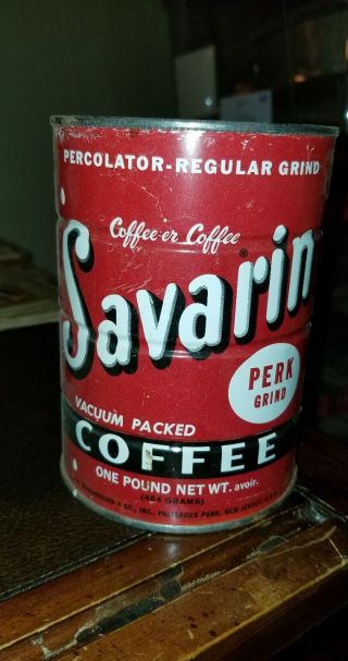 Vintage Savarin 1 Pound Coffee Can Tin Drip Grind Version 1