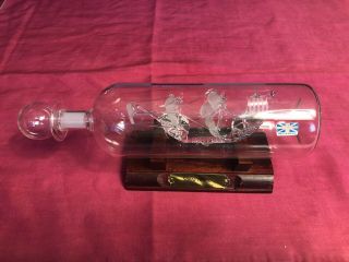 Santa Maria Vintage Glass Ship In A Bottle Handcrafted By Mayflower Glass