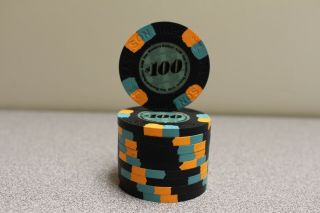 10 Paulson Classics Top Hat & Cane $100 Casino Poker Chips - Very Rare
