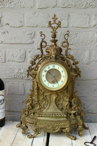 Antique French Bronze Gothic Dragon Clock 19thc