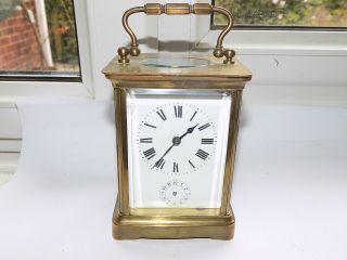 Antique French Duverdrey & Bloquel Brass 8 Day Bell Strike Alarm Carriage Clock