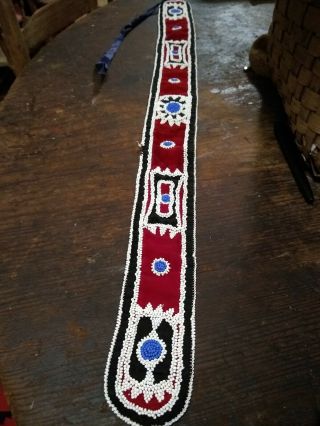Vintage Large Native American Indian Choctaw Sash Hand Sewn.  Old.  Great