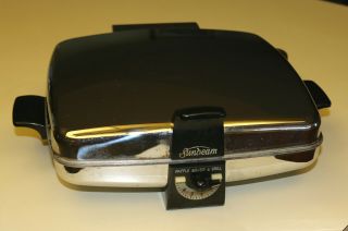 Vintage Chrome Sunbeam Electric Waffle Maker - Model Cg - Made In Usa -