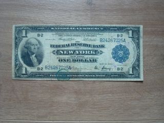 1914 $1 One Dollar Large Bill York Federal Reserve Bank Note Nation 