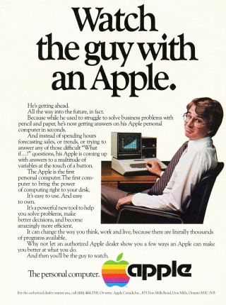 1982 Apple Computer Apple Ii Print Ad - " Watch The Guy With An Apple "