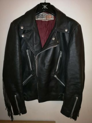 Vintage Tassled Wolf Leather Motorcycle Jacket Men 