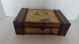 Vintage Wooden Box France Theme Keepsakes/storage Lacquer Finish