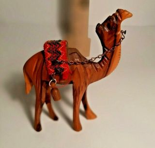 Camel Figurine,  Vintage Wooden Hand Carved Olive Wood