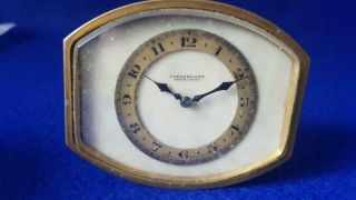 1930s Art Deco Brass Cased Rotherhams Swiss 8 Day Desk Travel Clock Needs Tlc