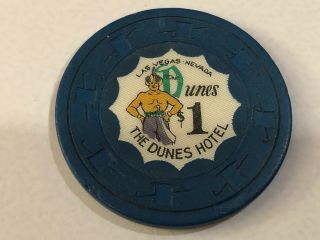 $1.  00 Dunes Hotel & Casino Chips Las Vegas Nv Light Color