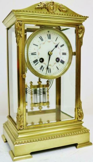 Stunning Antique French 8 Day Striking 4 Glass Regulator Mantel Table Clock