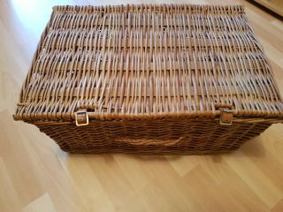 Vintage Large Industrial Wicker Laundry Linen Basket Storage Hamper