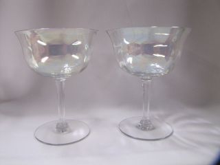 Antique Glasses Iridescent Wine Glasses Carnival Glass Goblets Set Of 2