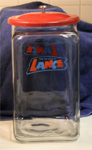Vintage Advertising Lance Glass Cracker Jar Store Counter Display